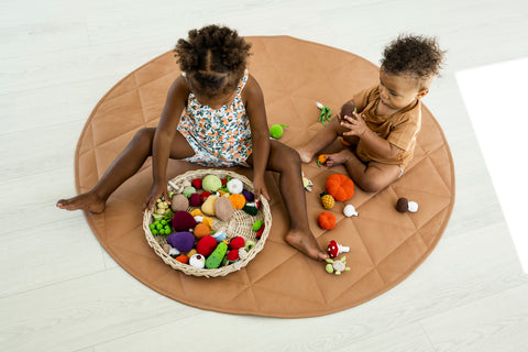 lullypop Vegan Leather Padded Play Mat in Caramel