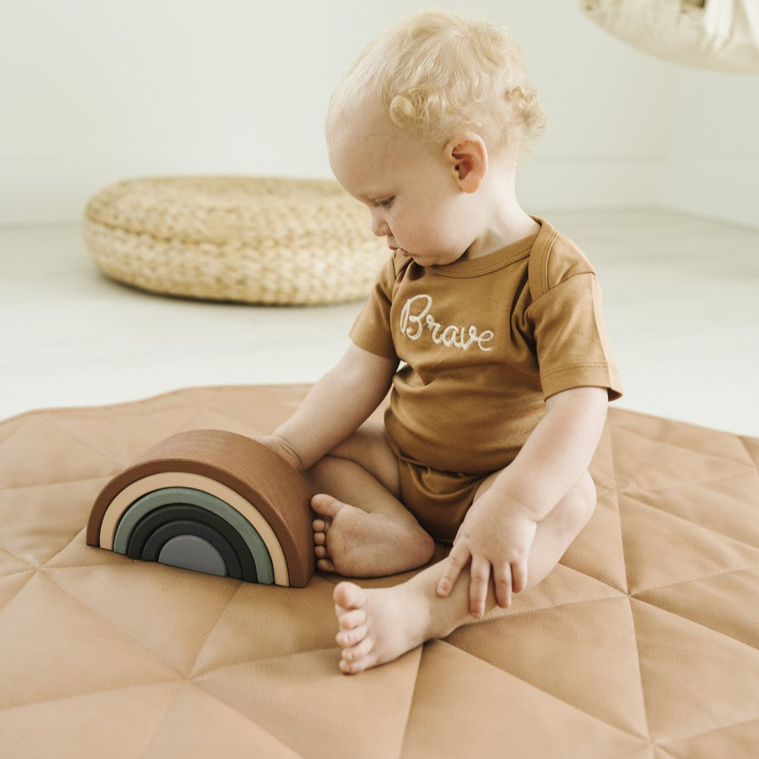 lullypop Vegan Leather Padded Play Mat in Caramel