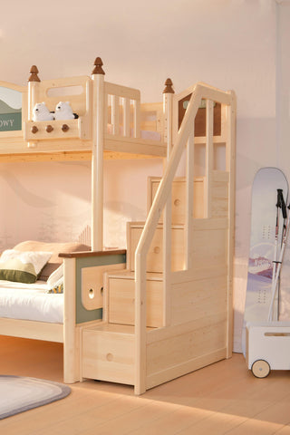 Sampo Snowy Bunk Bed w Staircase - Kids Haven
