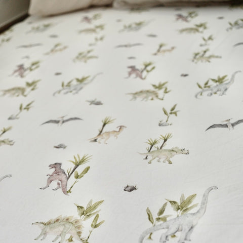 lullypop Fitted Cot Sheet (140x80cm) - Dino