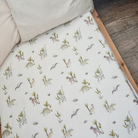 lullypop Fitted Cot Sheet (140x80cm) - Dino