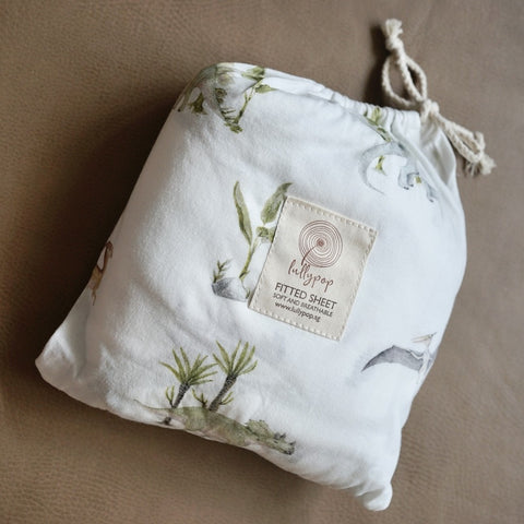lullypop Fitted Cot Sheet (140x80cm) - Dino