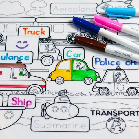 FIJN x Growing Up™ Educational Silicone Colouring Mat with Removable Markers