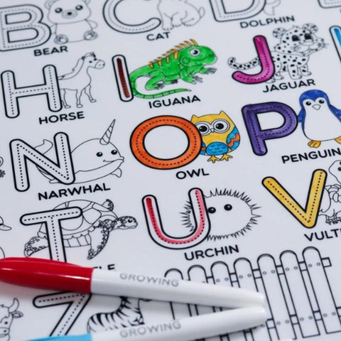 FIJN x Growing Up™ Educational Silicone Colouring Mat with Removable Markers