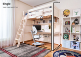 ModBed Kids High Loft Bed w table and shelf (Single or SS)