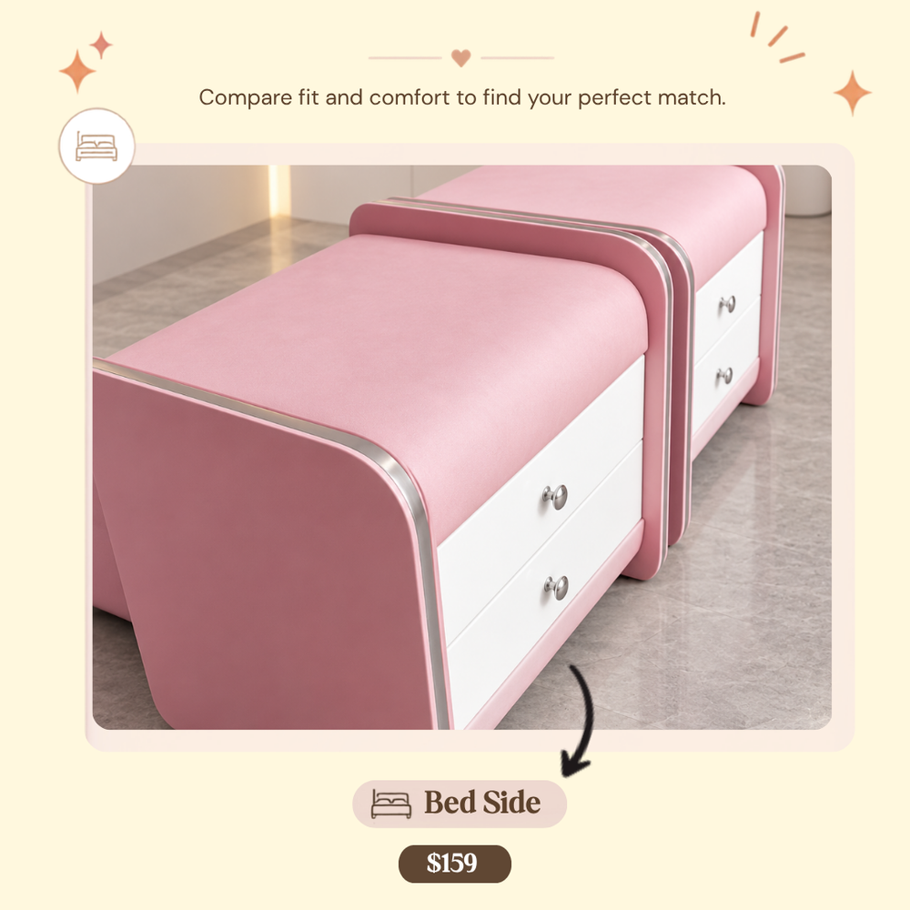 HB Rooms Blush Curve Bedside Table