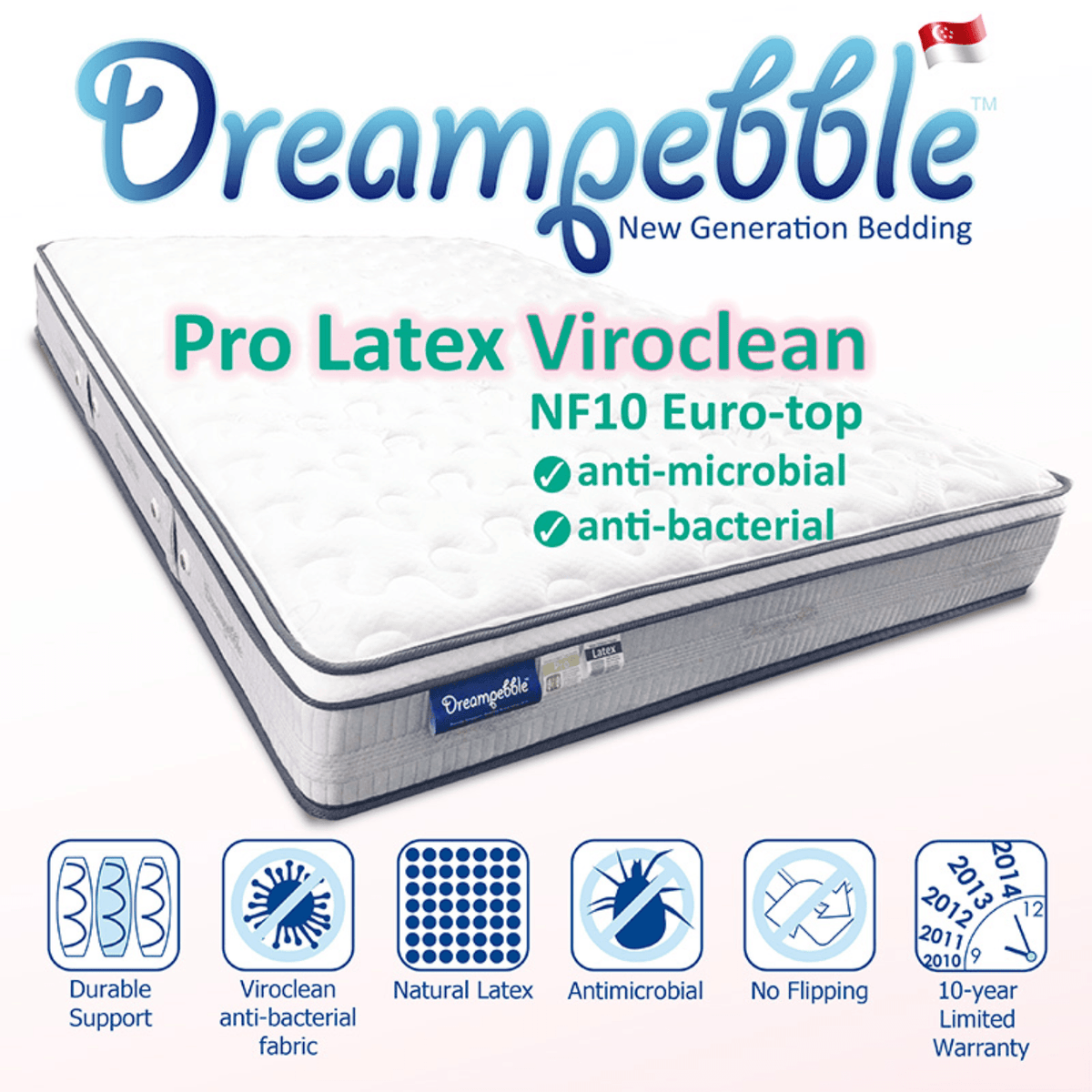 Dreampebble 10" Pro Latex Viroclean Pocketed Spring Mattress - Kids Haven