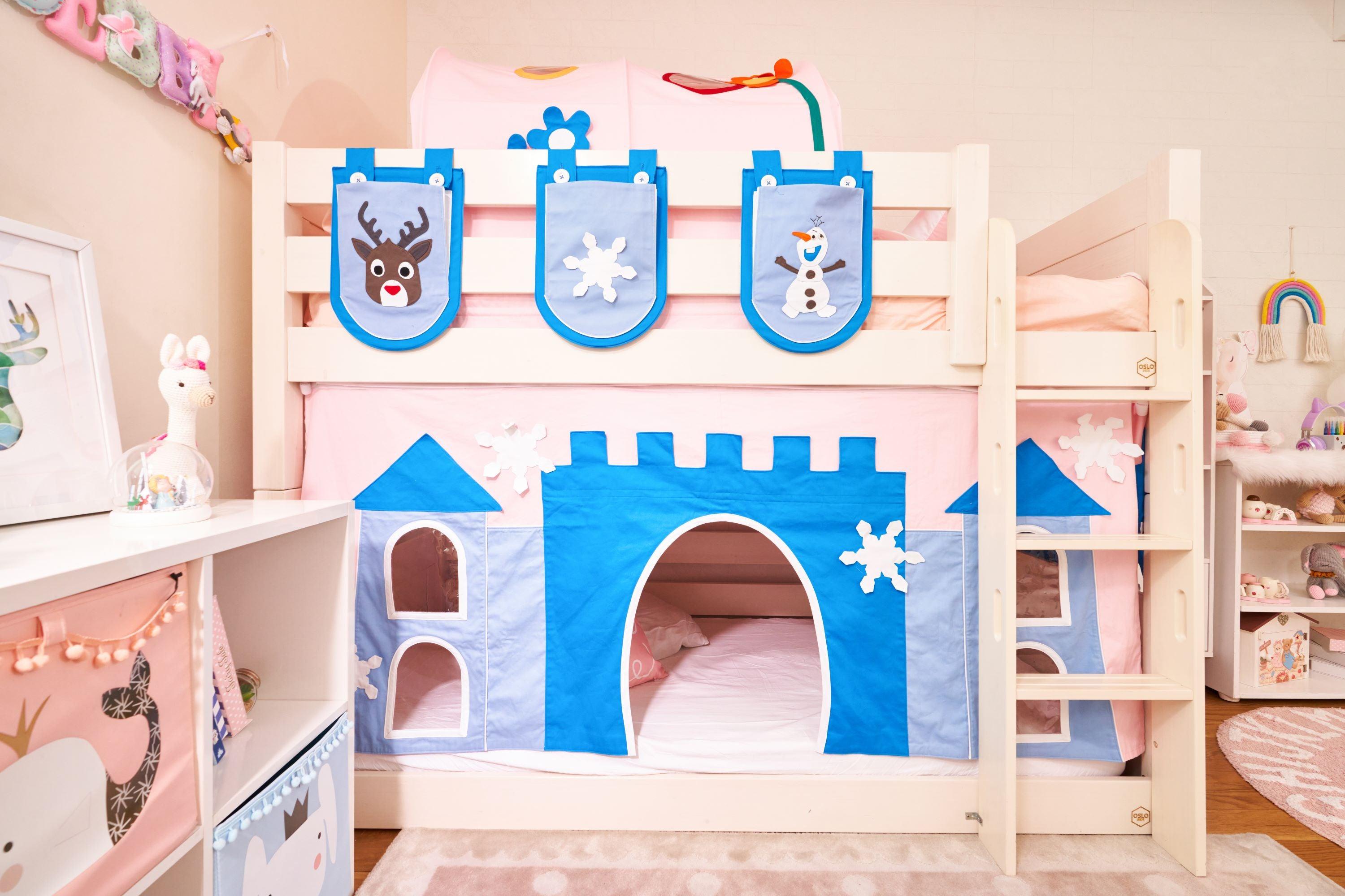 Snuggle Blue Castle Underbed Curtains - Kids Haven