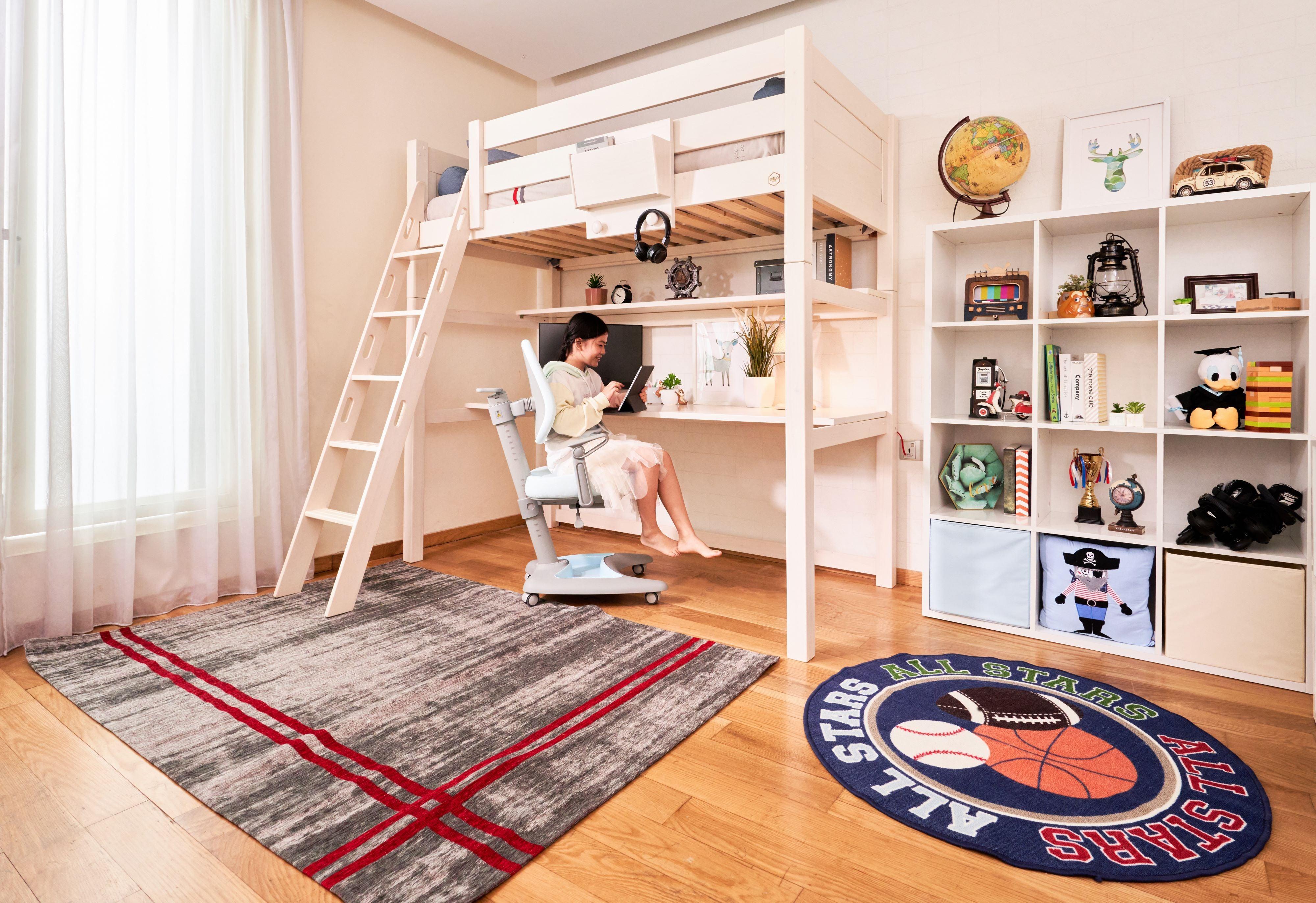 ModBed High Loft Bed w table and shelf (Single or SS) - Kids Haven
