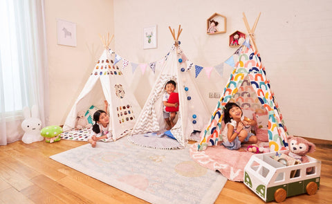 PETIT Grey Teepee With Mat and Lights - Kids Haven