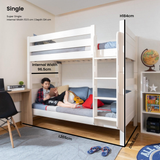 ModBed Kids High Bunk Bed (with roof & pullout options - Single or SS)