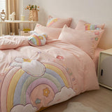 Snuggle Rainbow & Rabbit Bedsheet Set - Kids Haven