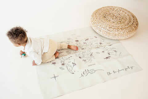 lullypop Reversible Vegan Leather Mat - Oh, The Places You'll Go