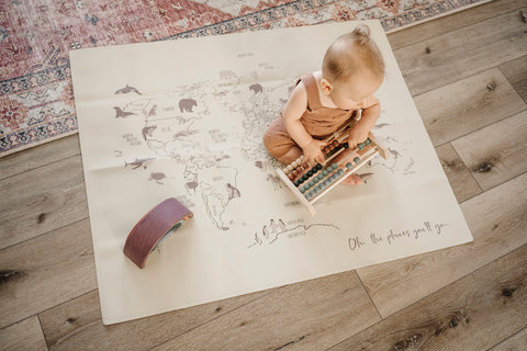 lullypop Reversible Vegan Leather Mat - Oh, The Places You'll Go