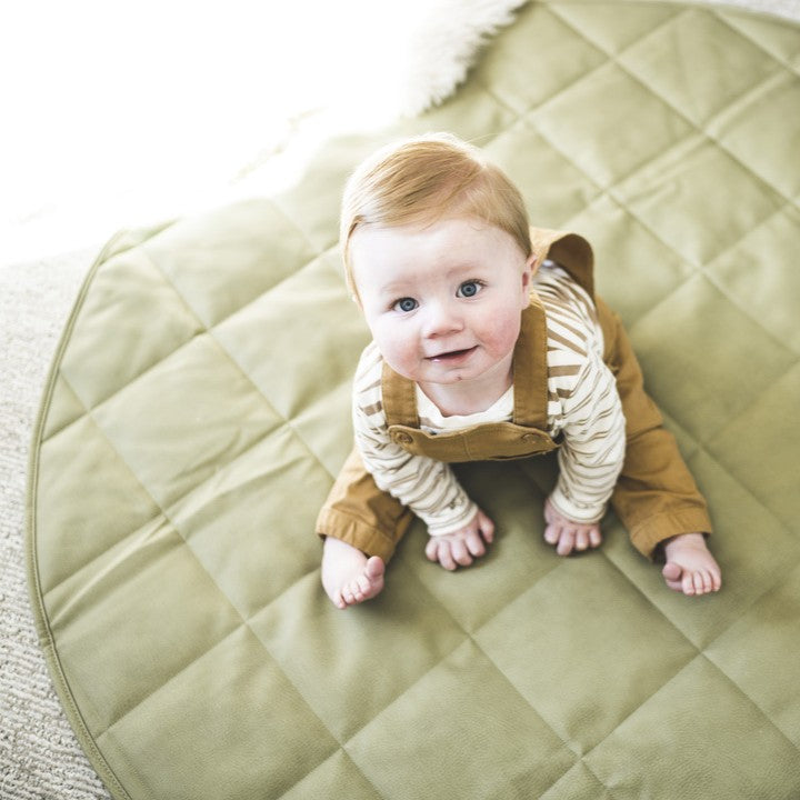 lullypop Vegan Leather Padded Play Mat in Olive