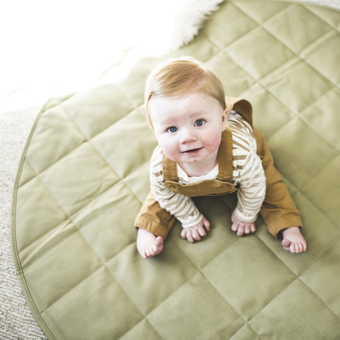 lullypop Vegan Leather Padded Play Mat in Olive