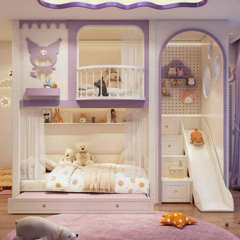Nukhome Purple Pixie Full Height Bunk Bed (Customizable)