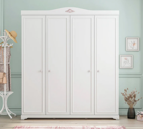 Cilek Rustic White 4-Doors Wardrobe