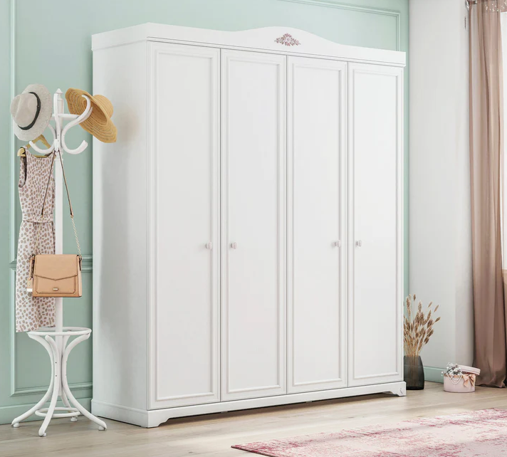 Cilek Rustic White 4-Doors Wardrobe