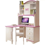 HB Rooms Pink Ribbon L-Shape Study Desk with Unit