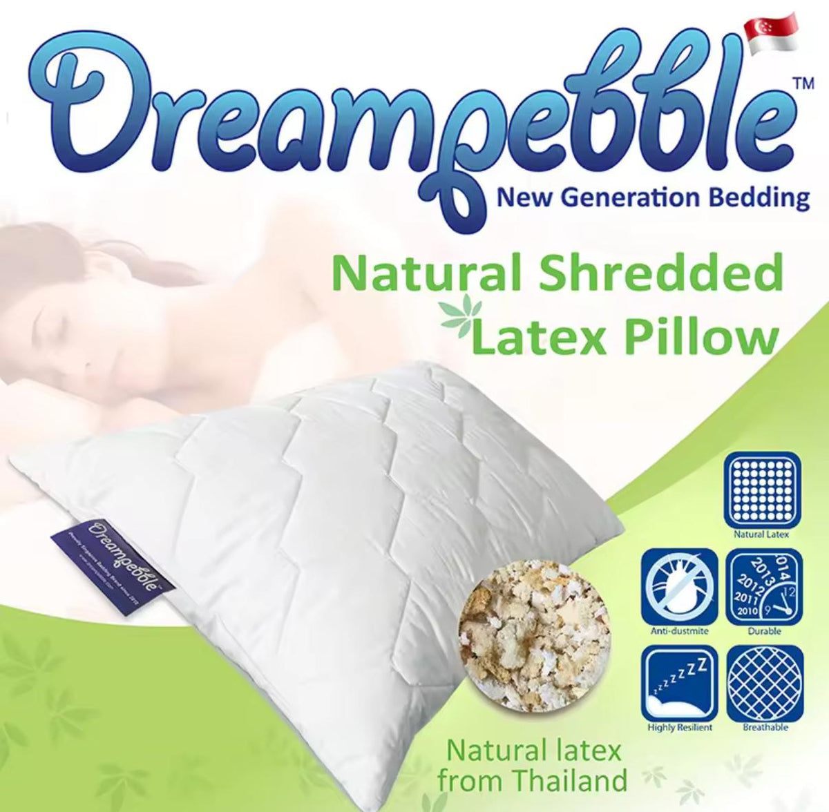 Dreampebble 100% Natural Shredded Latex Pillow