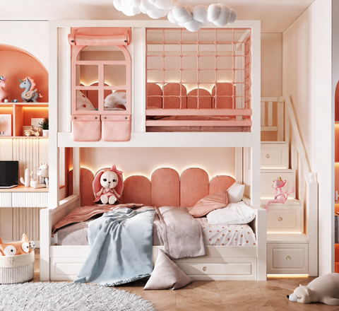 Nukhome Pink Petal Bunk Bed (G080 - Pink)