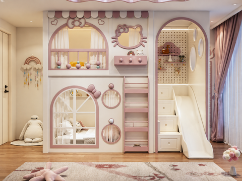 Nukhome Purple Kitty Bunk Bed (D23)