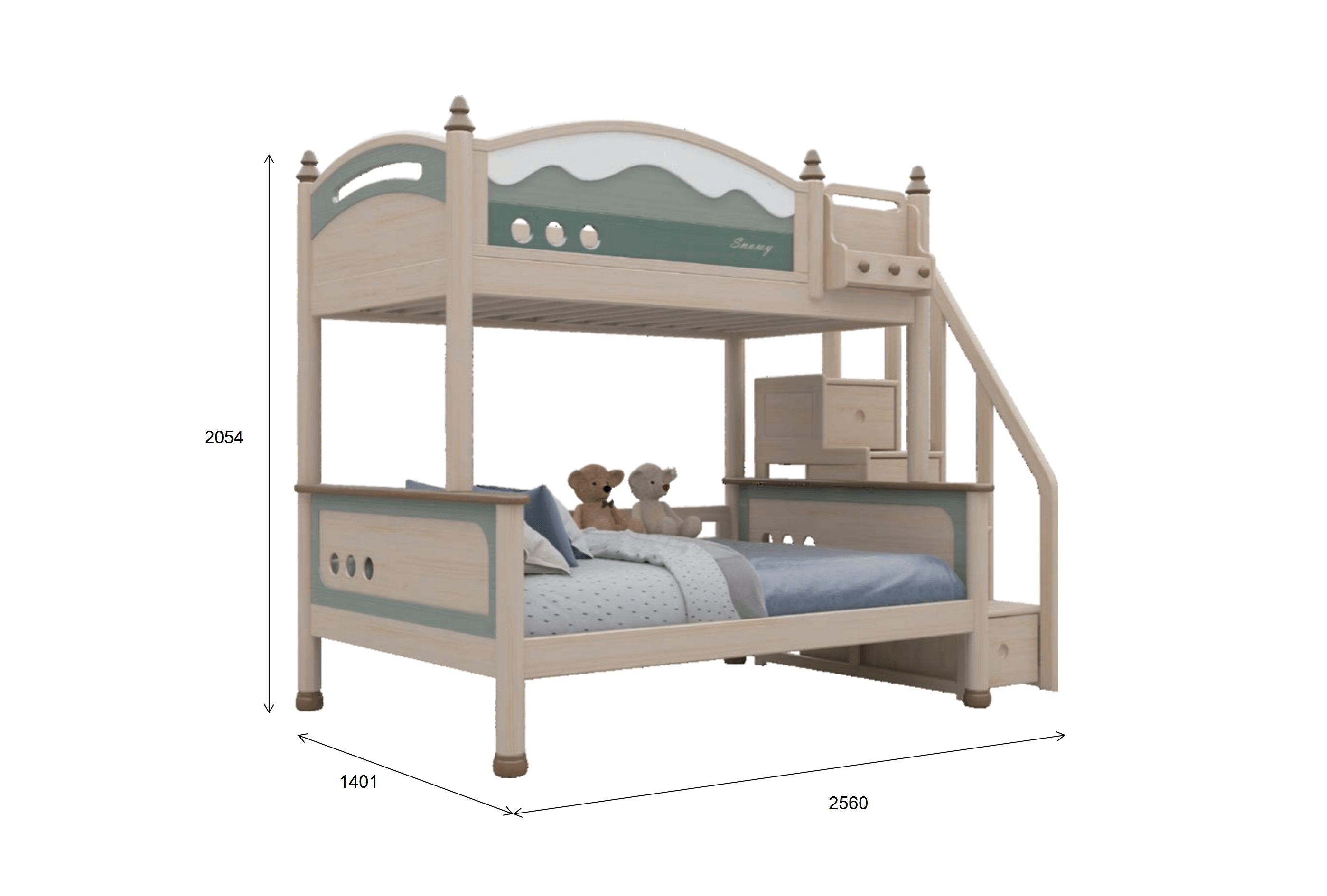 Sampo Snowy Bunk Bed w Staircase - Kids Haven