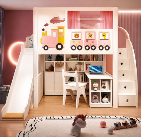 Nukhome Pink Train Loft Bed (707-16 Loft)