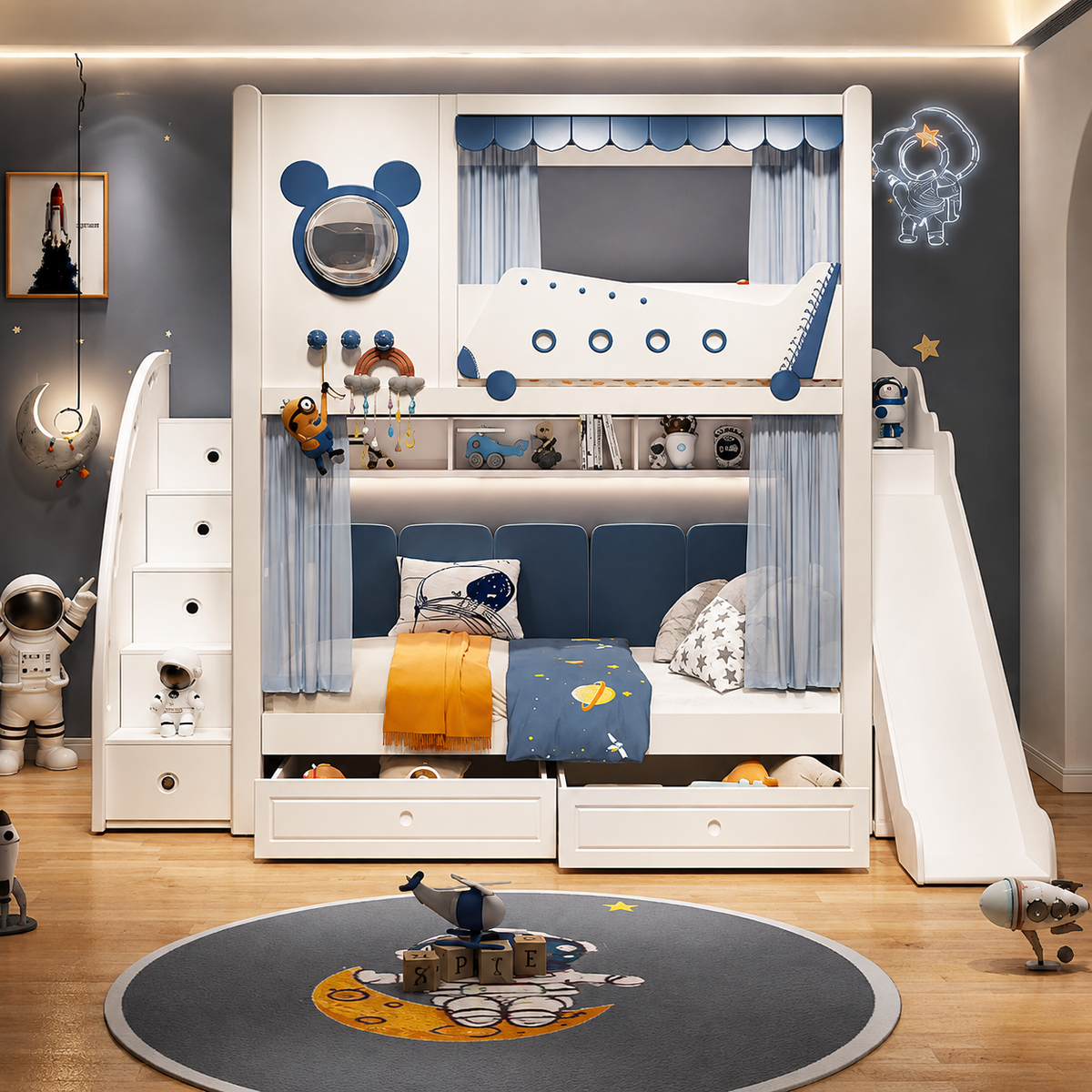 Nukhome Blue Plane Bunk Bed (707-18)