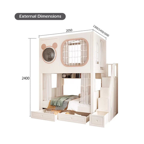 Nukhome Bubble Bear Full Height Bunk Bed (Customizable)