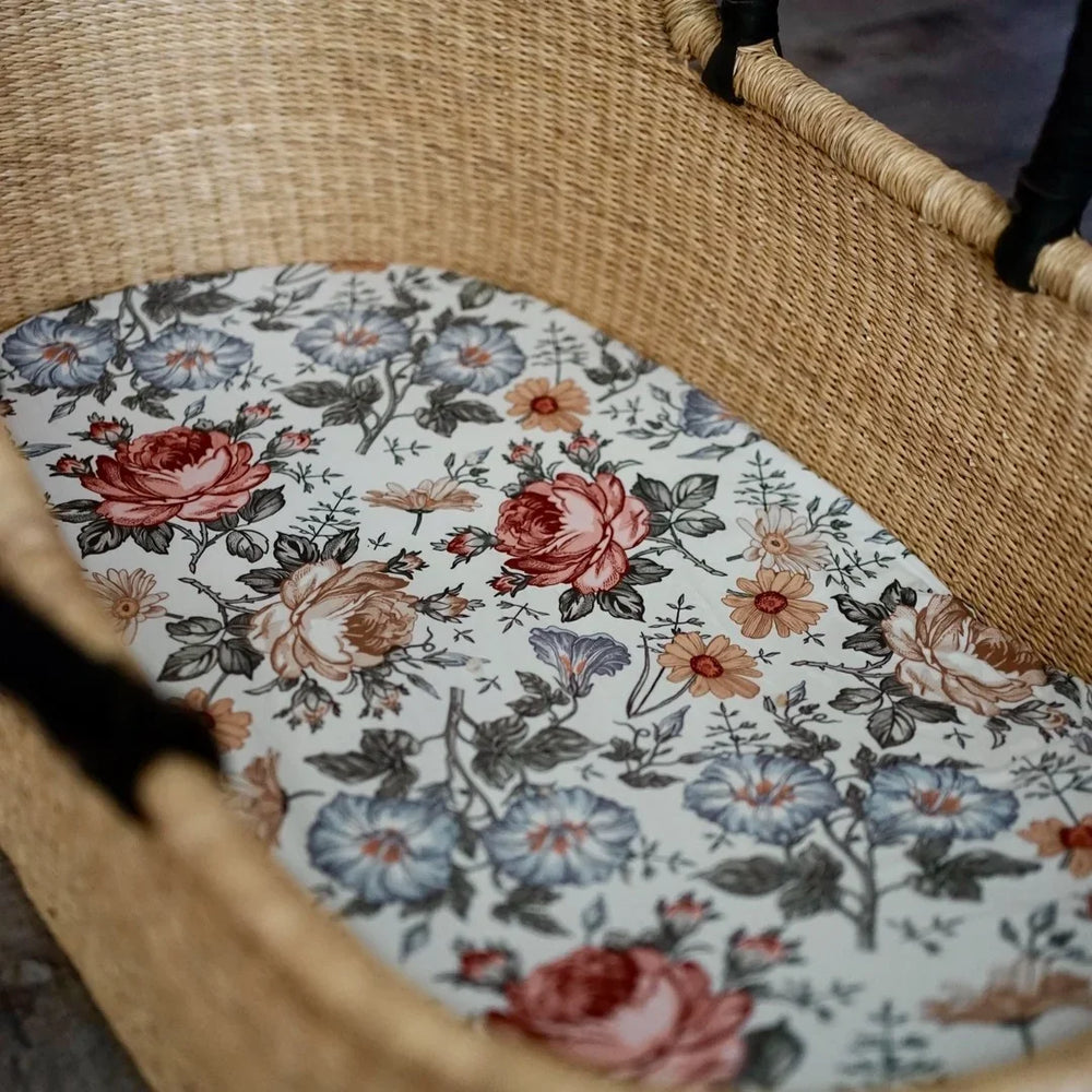 lullypop Bassinet Fitted Sheet (82x41cm) - Vintage Bloom