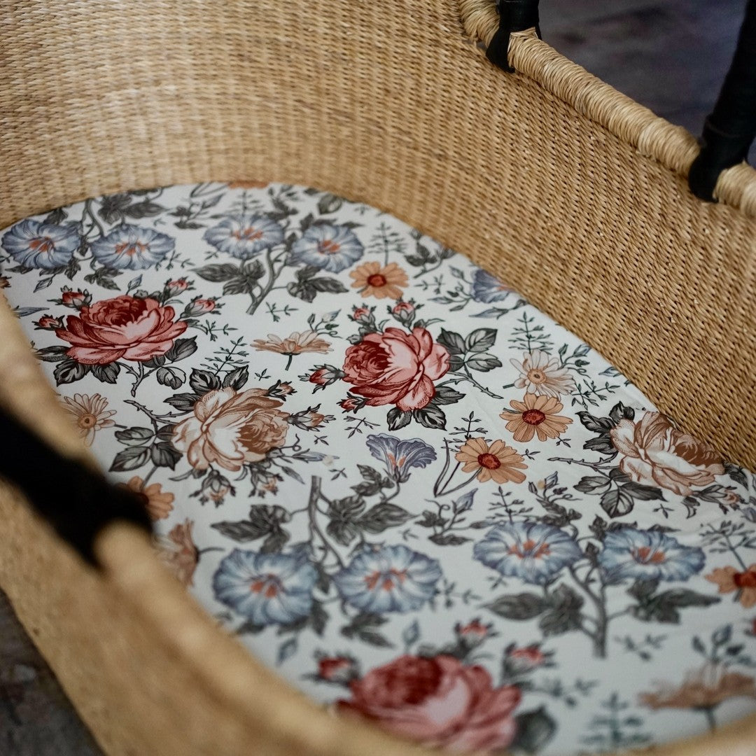 lullypop Bassinet Fitted Sheet (82x41cm) - Vintage Bloom