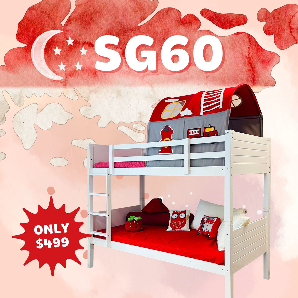Oslo Basics Classic White Bunk Bed (Single Size)