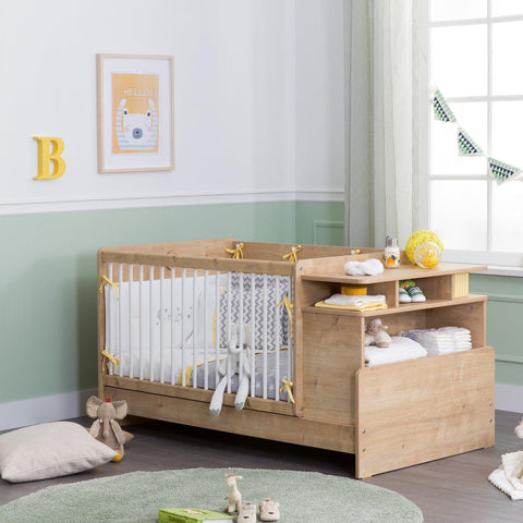 Cilek Mocha Baby Convertible Baby Bed With Table Oak (70X110-70X140 Cm) - Kids Haven