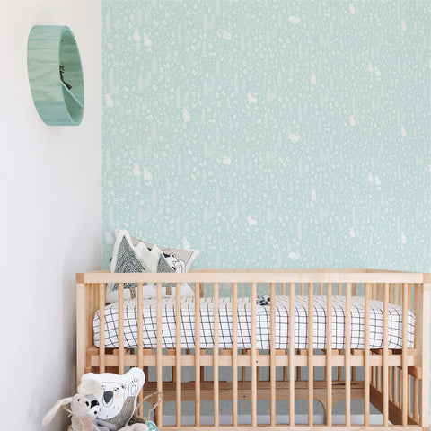 Bunny in Wonderland (Green or Purple) Wallpaper - Kids Haven