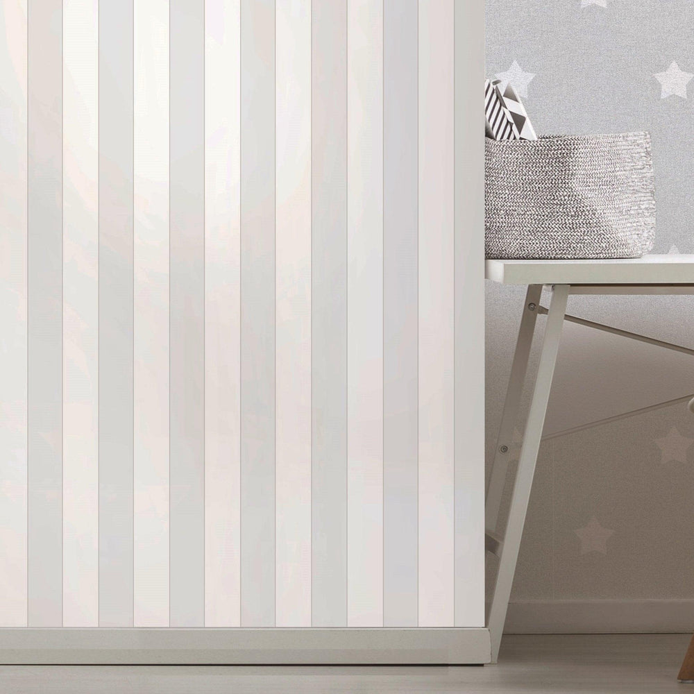 Grey & White Stripes Wallpaper - Kids Haven