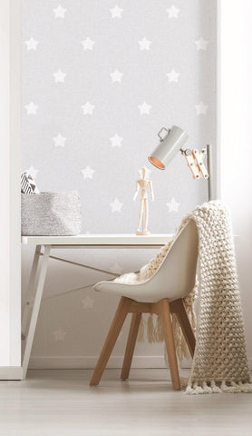 White Stars on Grey Wallpaper - Kids Haven