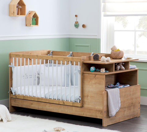 Cilek Mocha Baby Convertible Baby Bed With Table Oak (70X110-70X140 Cm) - Kids Haven