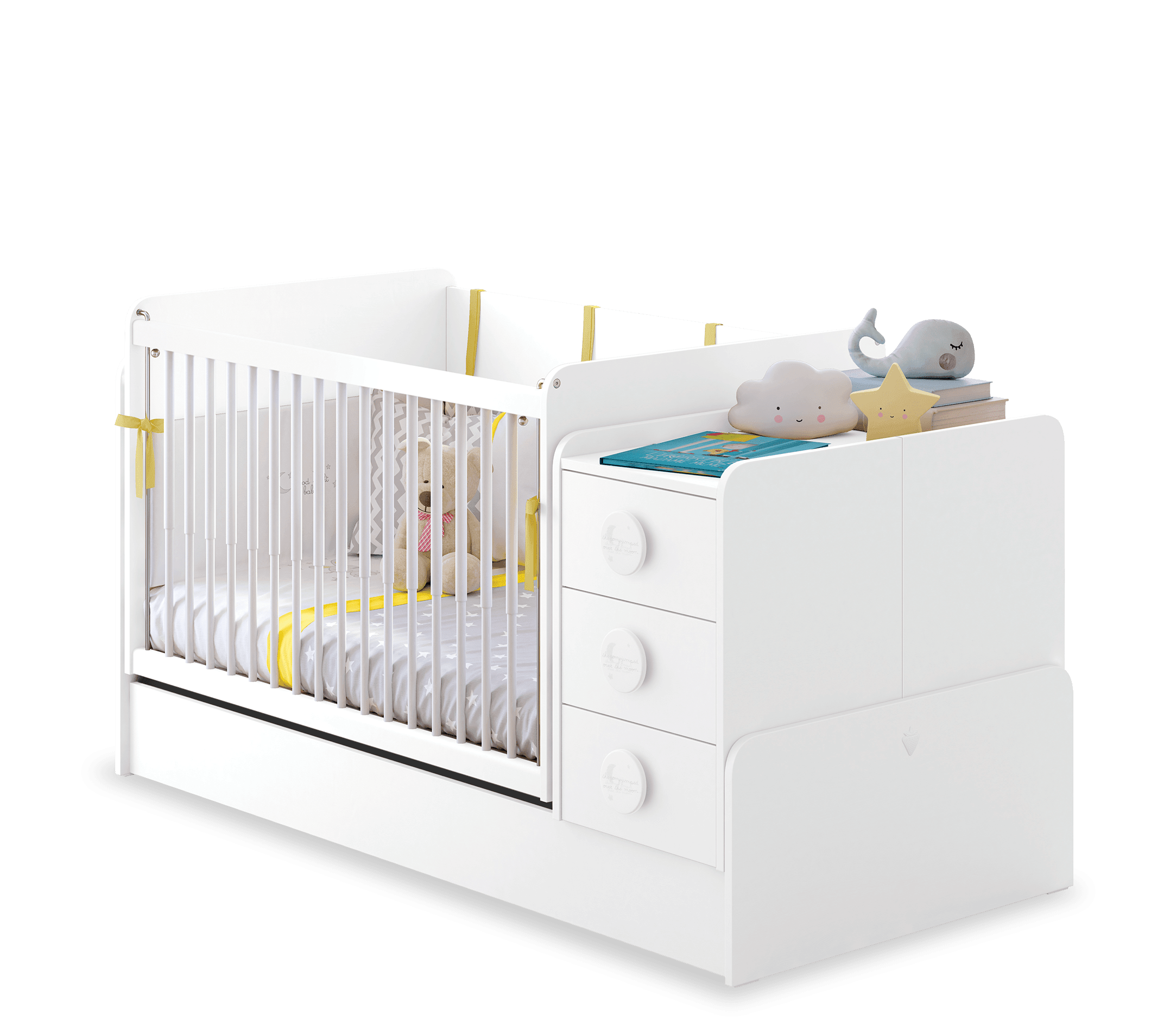 Cilek Baby Cotton Swinging And Convertible Baby Bed (70X115 - 70X160 Cm) - Kids Haven
