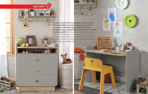 Cilek Baby Grey Dresser With Desk - Kids Haven