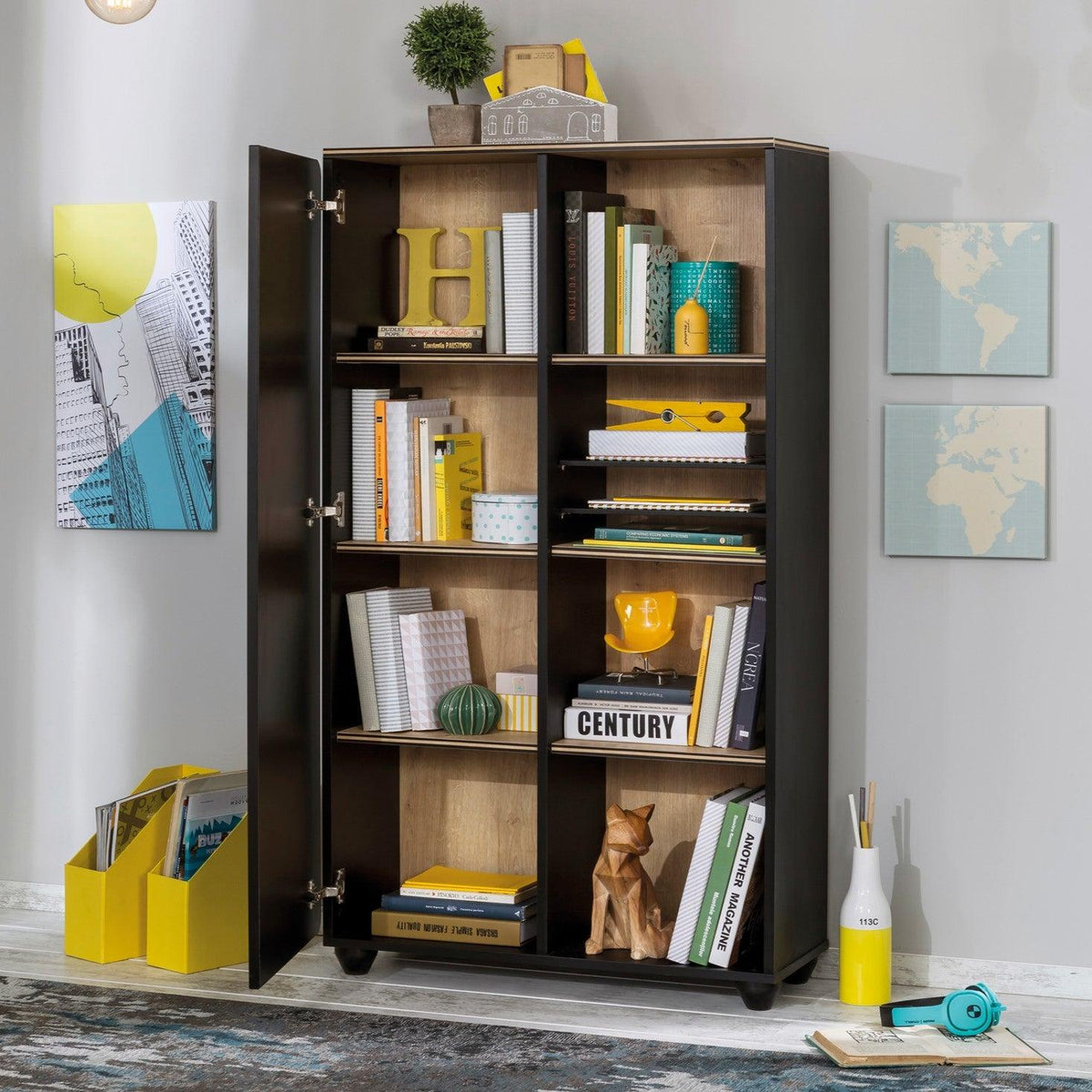 Cilek Black Bookcase with Storage - Kids Haven