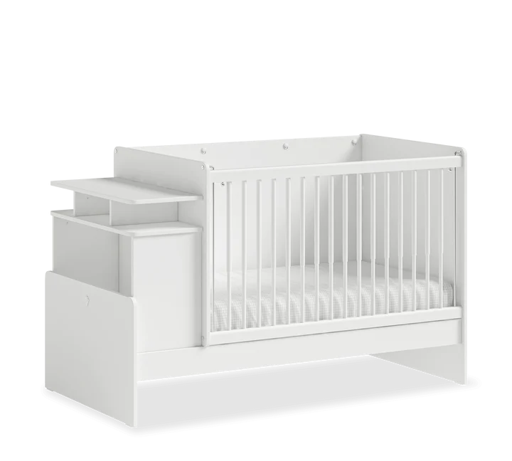Cilek Baby Cotton Convertible Baby Bed with Table and Telescopic Handrails (70X115 - 70X140 Cm) - Kids Haven
