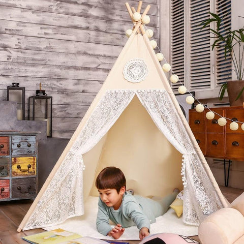 PETIT Dream Lace Teepee With Mat and Lights - Kids Haven
