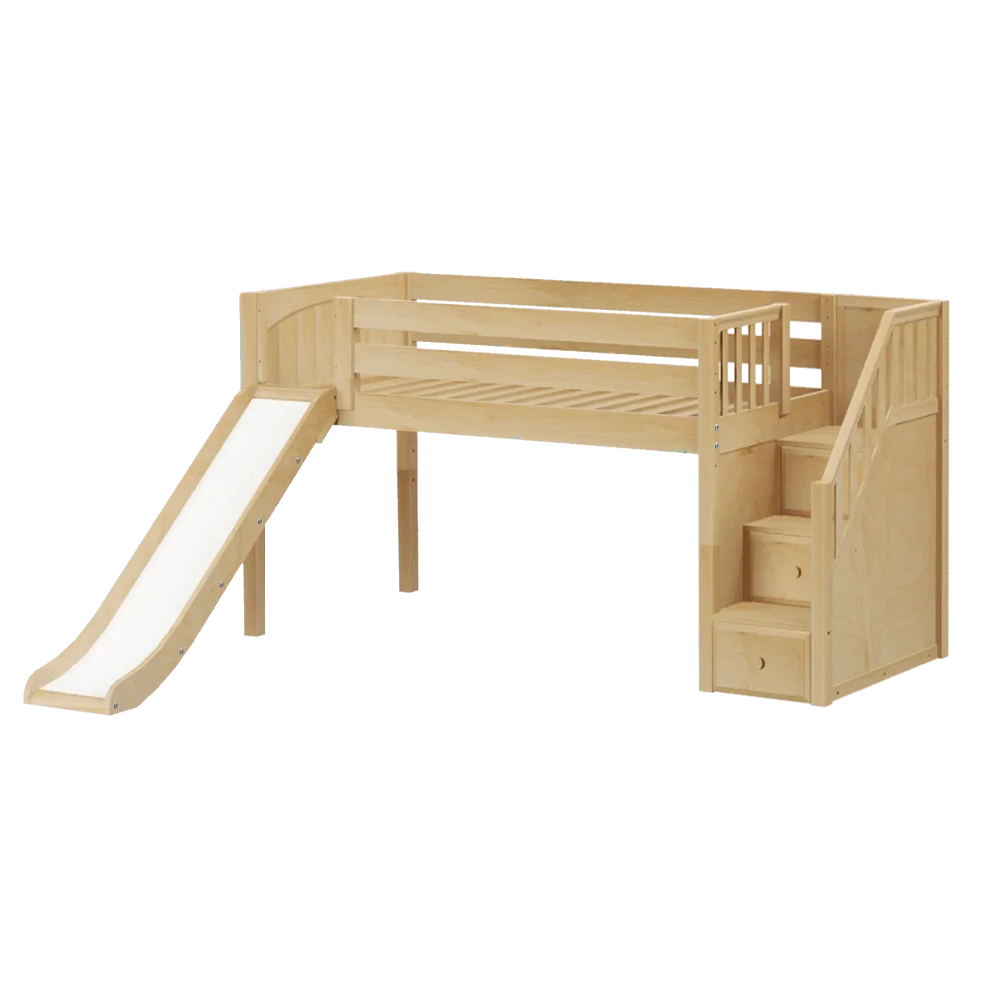 Maxtrix Low Loft w Front Slide (Ladder or Staircase) - fabric options - Kids Haven