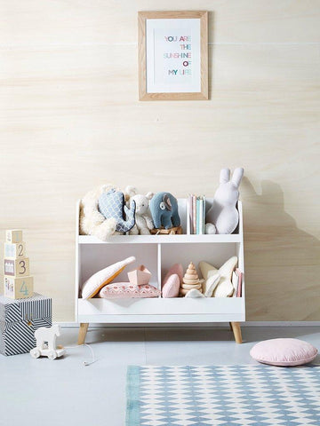 FIJN White and Wood Cubby with Top Shelf - Kids Haven