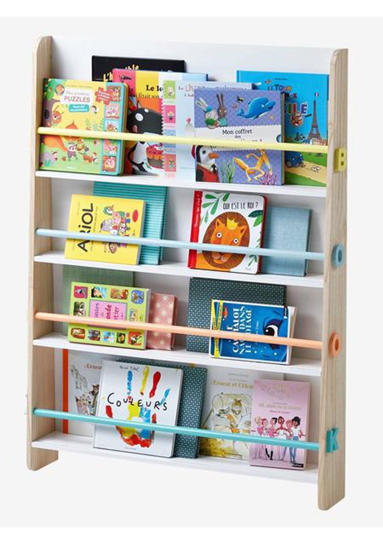 FIJN White and Wood Wall Bookshelf - Kids Haven
