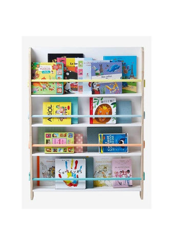 FIJN White and Wood Wall Bookshelf - Kids Haven