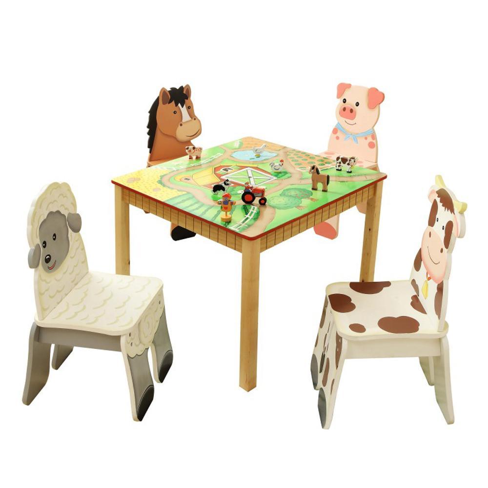 Fantasy Fields Farm Play Table w Chairs (4 Chairs)