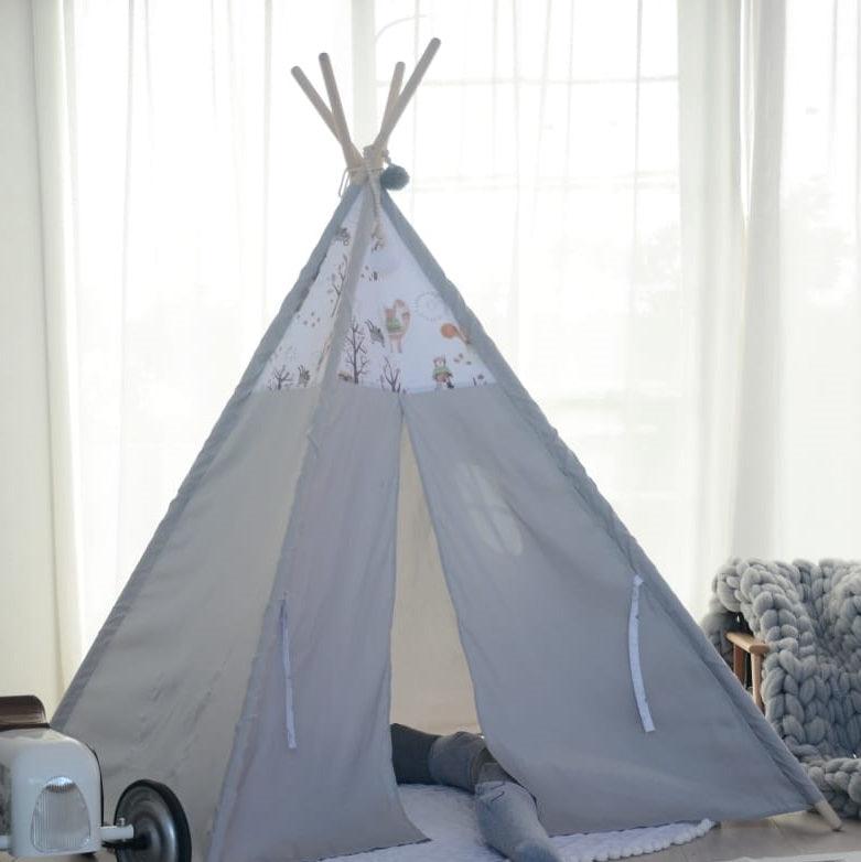 PETIT Grey Teepee With Mat and Lights - Kids Haven